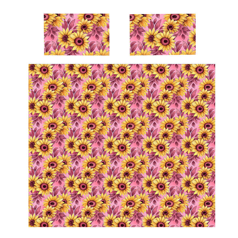 Burgundy Pink Sunflowers Duvet Cover Set