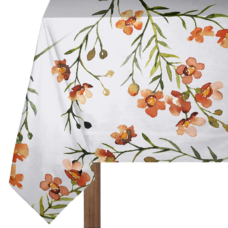 Burnt Oranges Flower Blossoms Rectangle Tablecloth by Mark van Vuuren