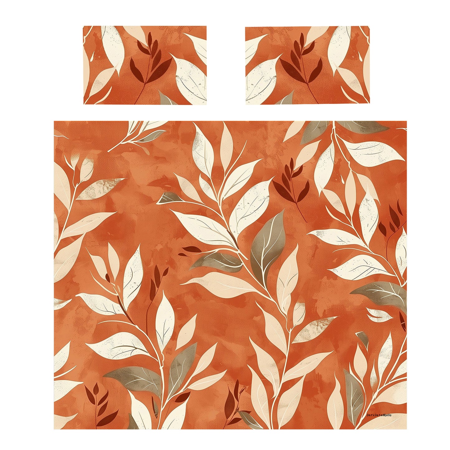 Burnt Orange with Leaves Duvet Cover Set by Wikus Schalkwyk