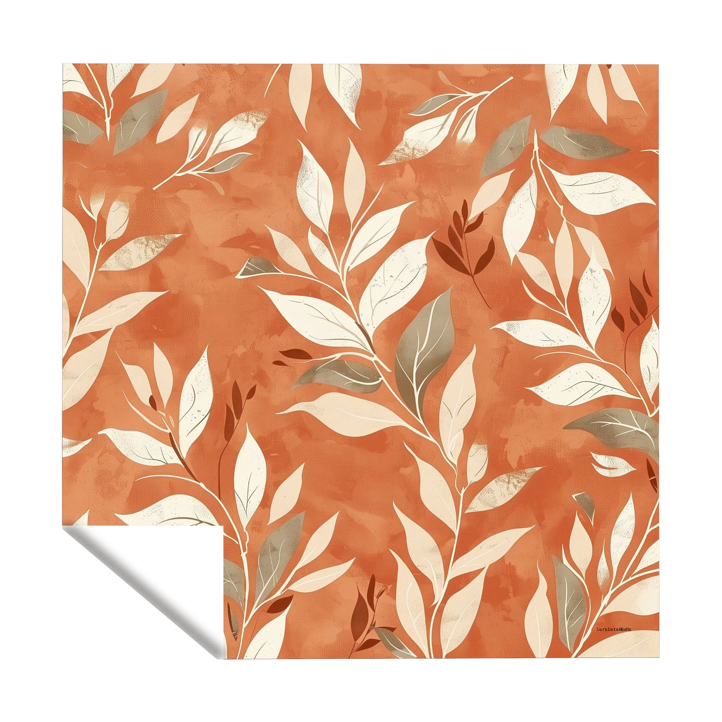 Burnt Orange with Leaves Square Tablecloth by Wikus Schalkwyk