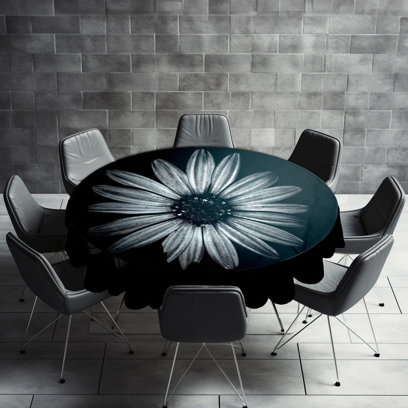 Cape Rain Daisy Black and White Round Tablecloth by Annette Heymans