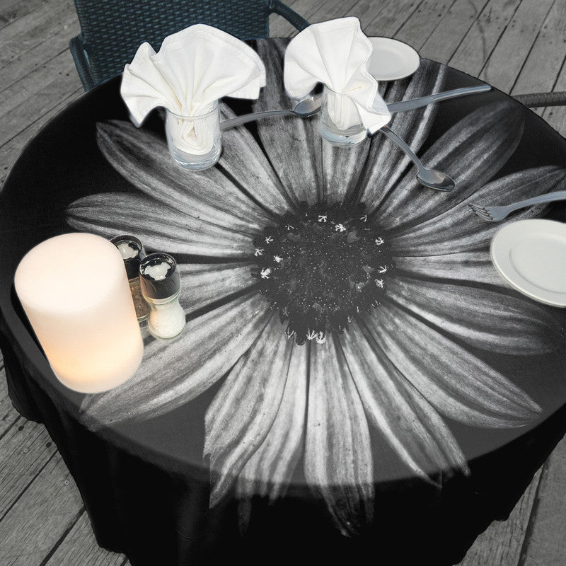 Cape Rain Daisy Black and White Round Tablecloth by Annette Heymans