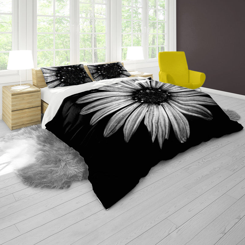 Cape Rain Daisy Black White Duvet Cover Set by Annette Heymans