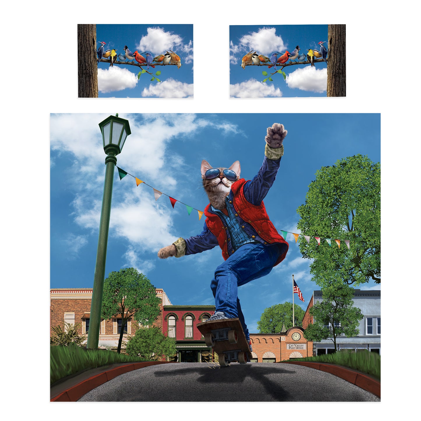Cat to the Future Duvet Cover Set By Vincent Hie