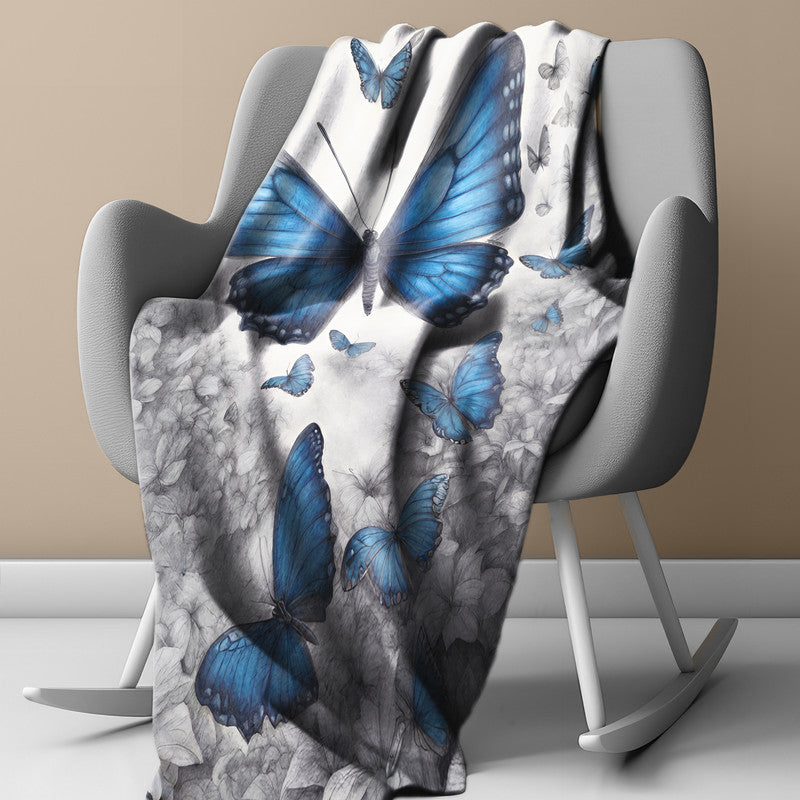 Cerulean Symphony Butterflies Light Weight Fleece by Nathan Pieterse