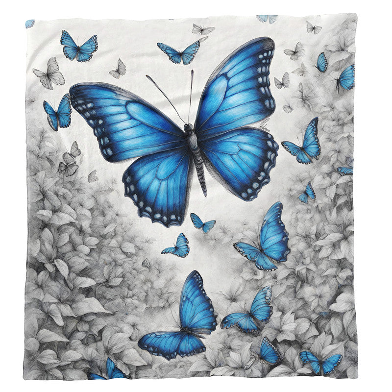 Cerulean Symphony Butterflies Light Weight Fleece by Nathan Pieterse