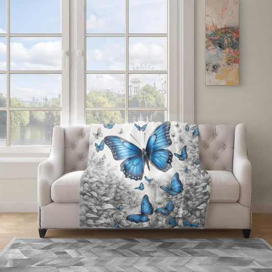 Cerulean Symphony Butterflies Light Weight Fleece by Nathan Pieterse
