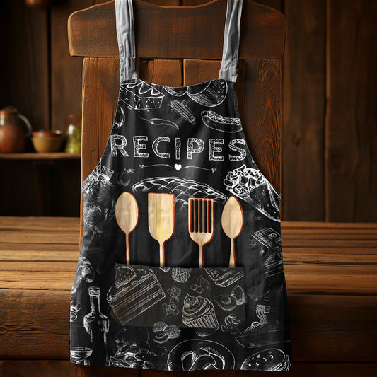 Chalkboard Recipes Medium Length Apron