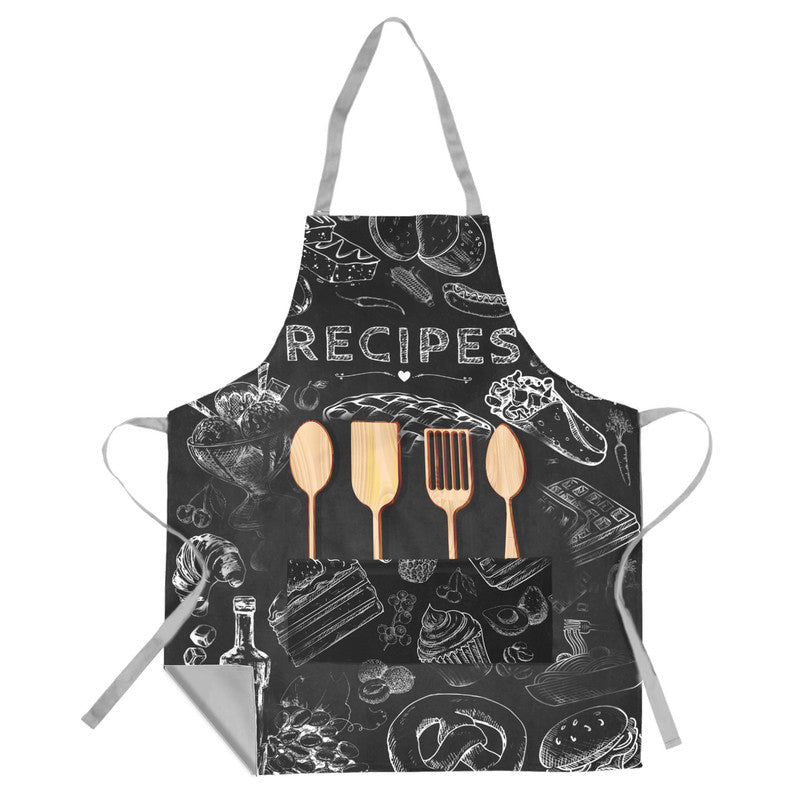 Chalkboard Recipes Medium Length Apron