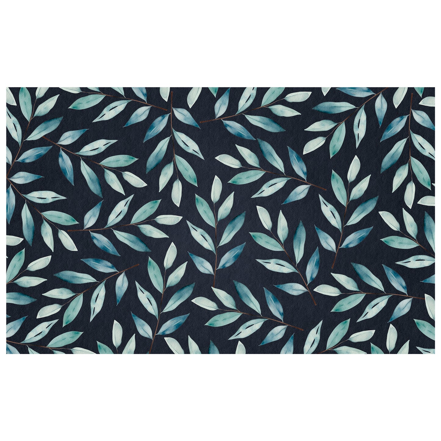 Charcoal Waterpainted Blue Leaves Rectangle Tablecloth By Mark Van Vuuren