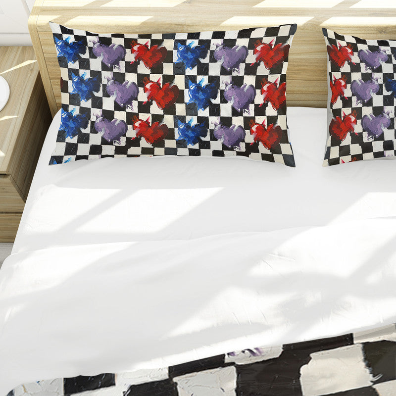 Checkered Hearts Duvet Cover Set by Juanette Menderoi