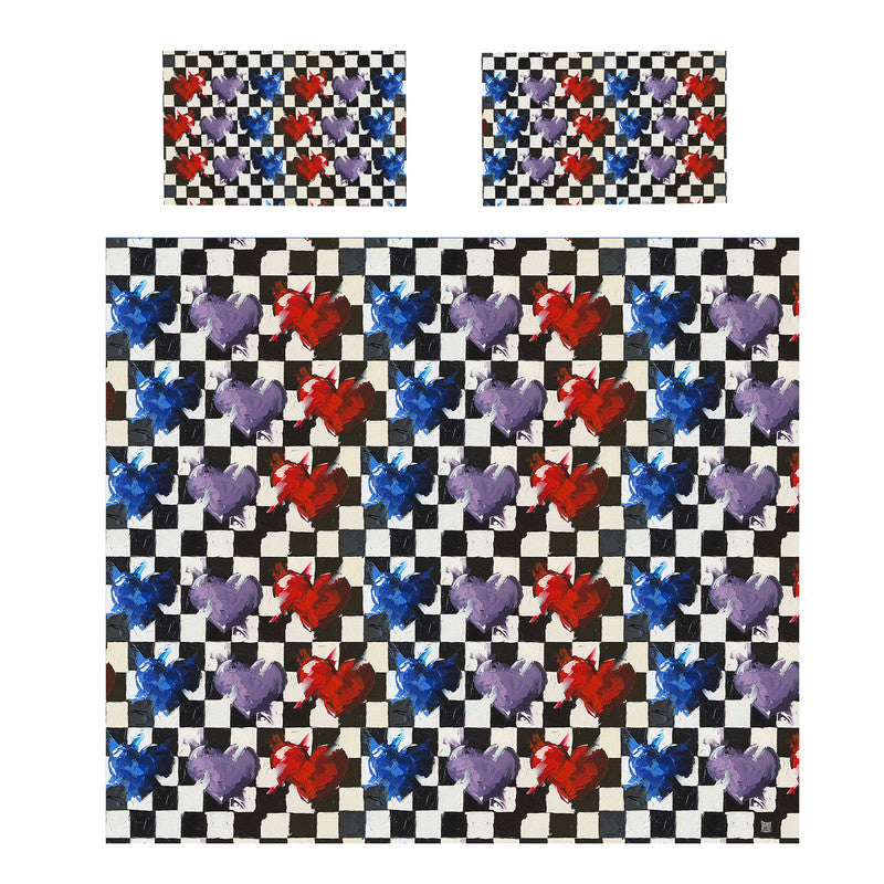Checkered Hearts Duvet Cover Set by Juanette Menderoi