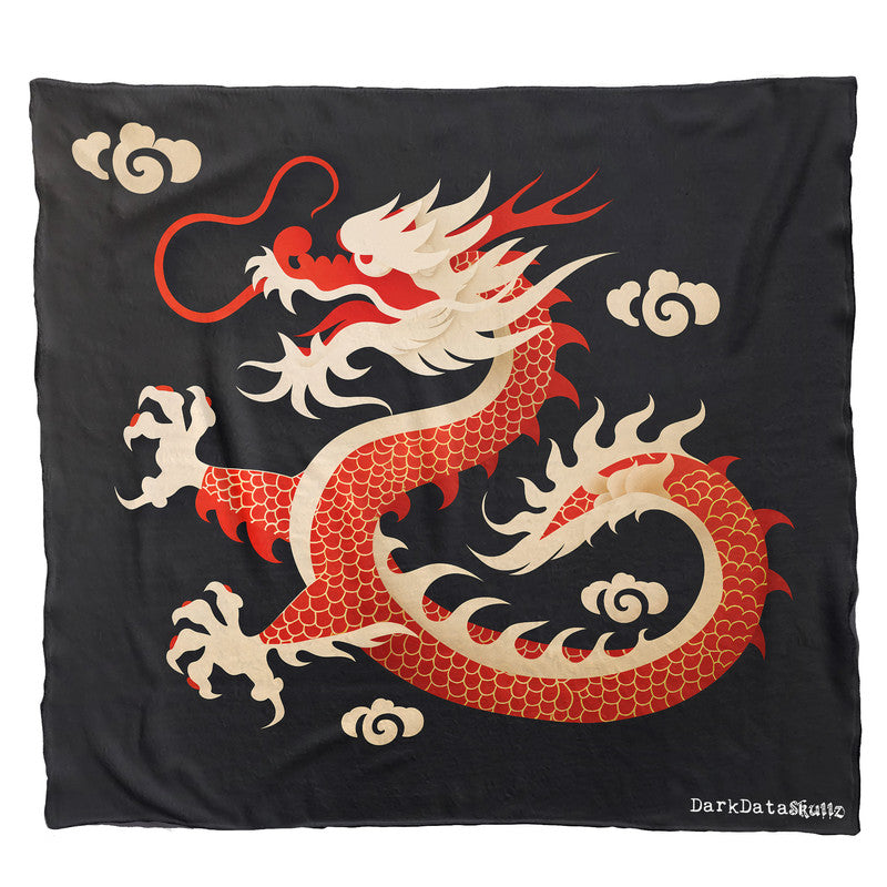Chinese Dragon on Black Light Weight Fleece by Wikus Schalkwyk