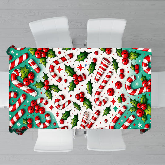 Christmas Candy Canes Rectangle Tablecloth
