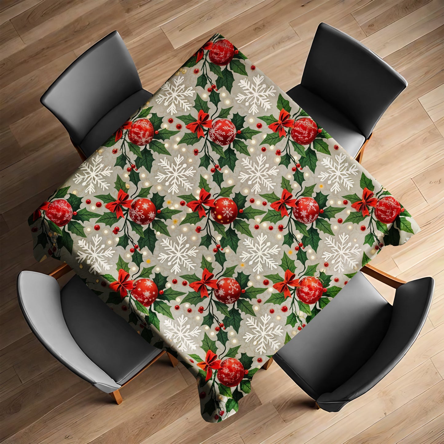 Christmas Decoration Globes Square Tablecloth