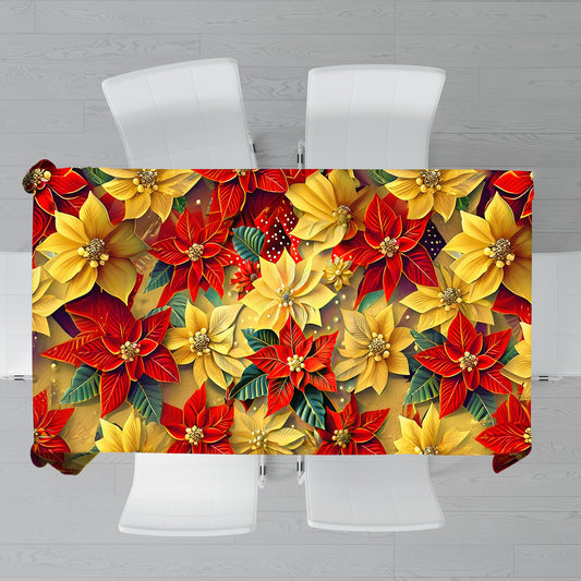 Christmas Pointsettias Rectangle Tablecloth