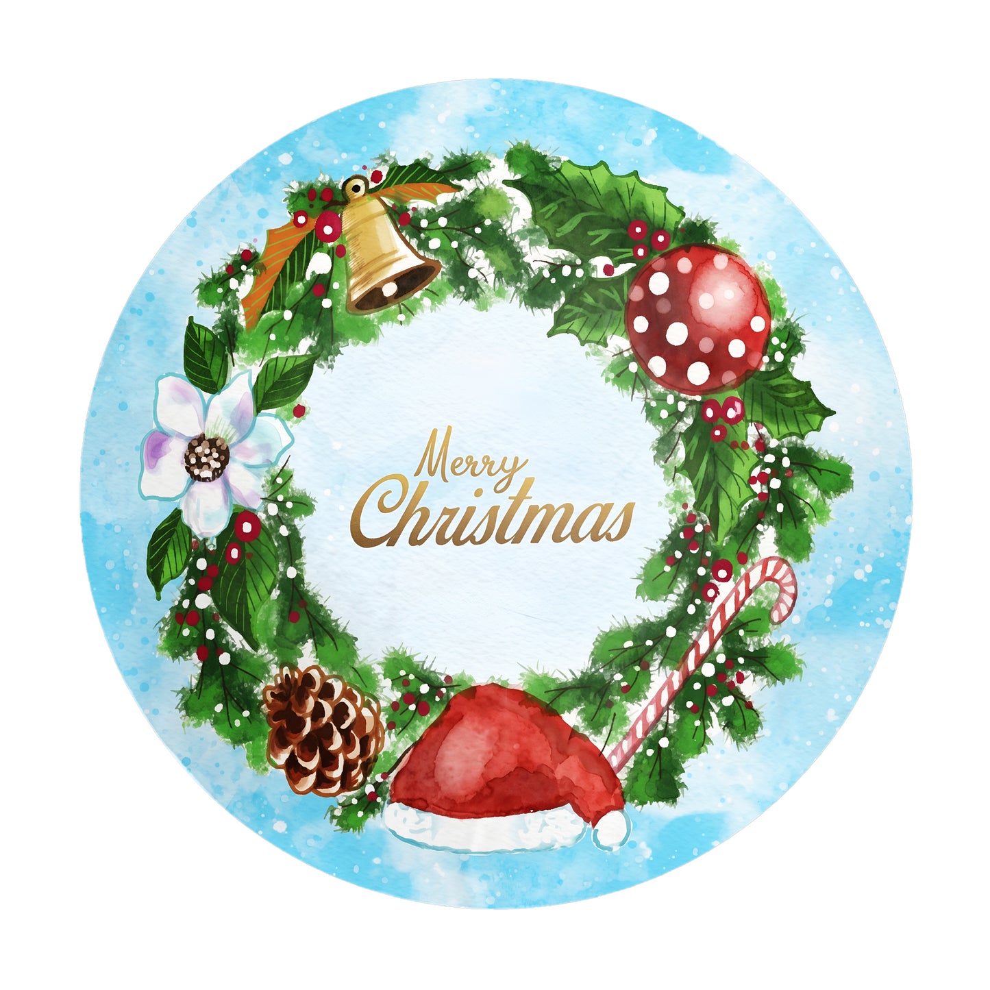 Christmas Wreath Round Tablecloth