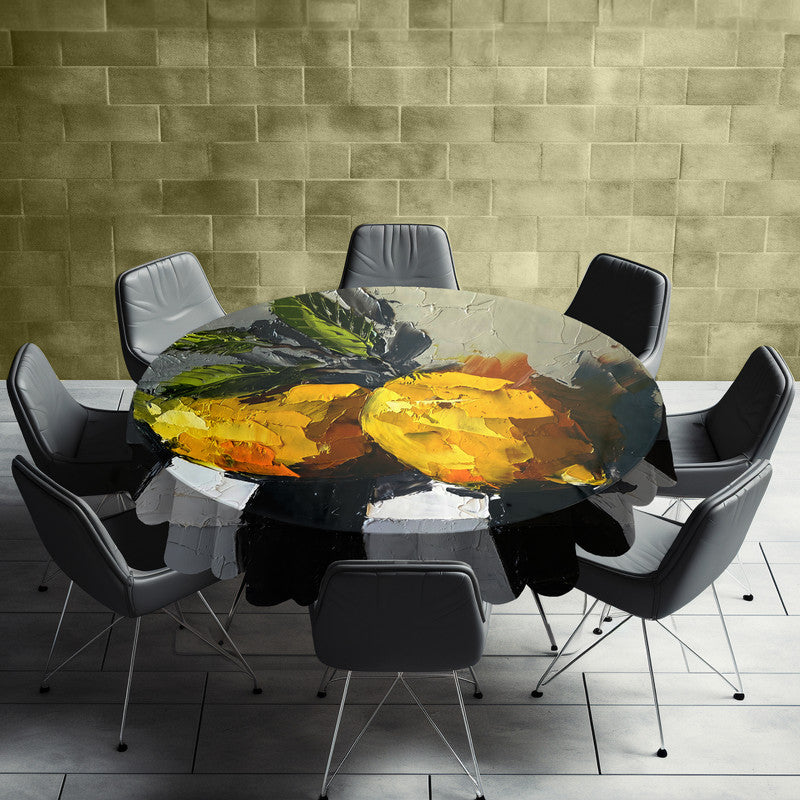 Citrus Essence Round Tablecloth by Juanette Menderoi