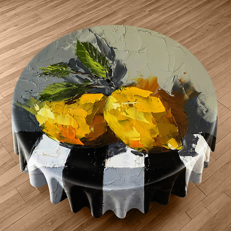 Citrus Essence Round Tablecloth by Juanette Menderoi