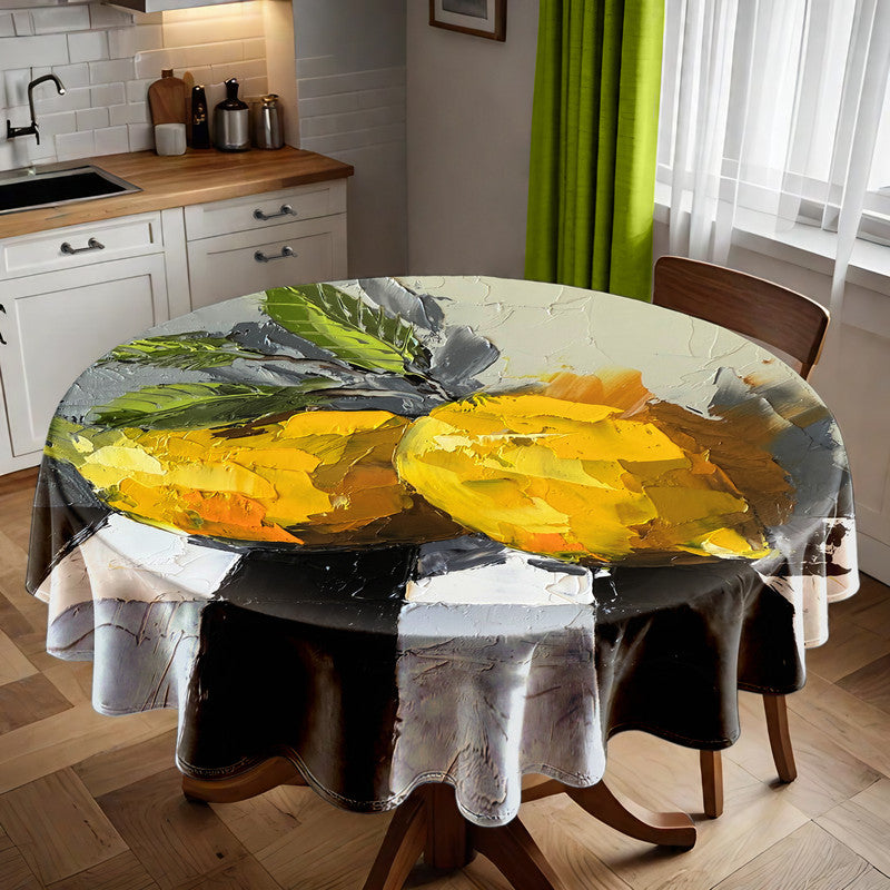 Citrus Essence Round Tablecloth by Juanette Menderoi