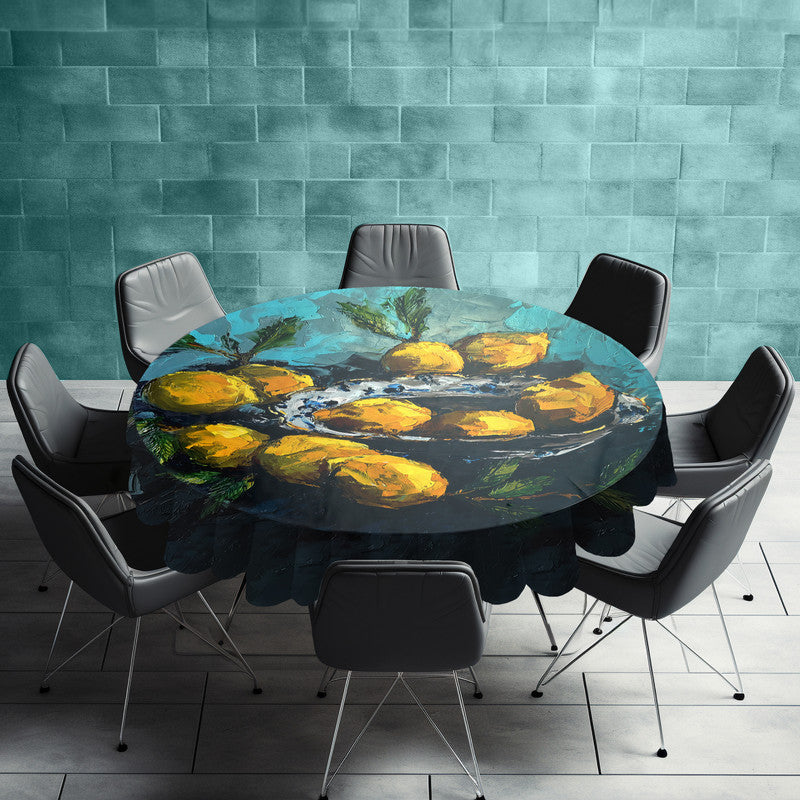 Citrus Serenity Round Tablecloth by Juanette Menderoi