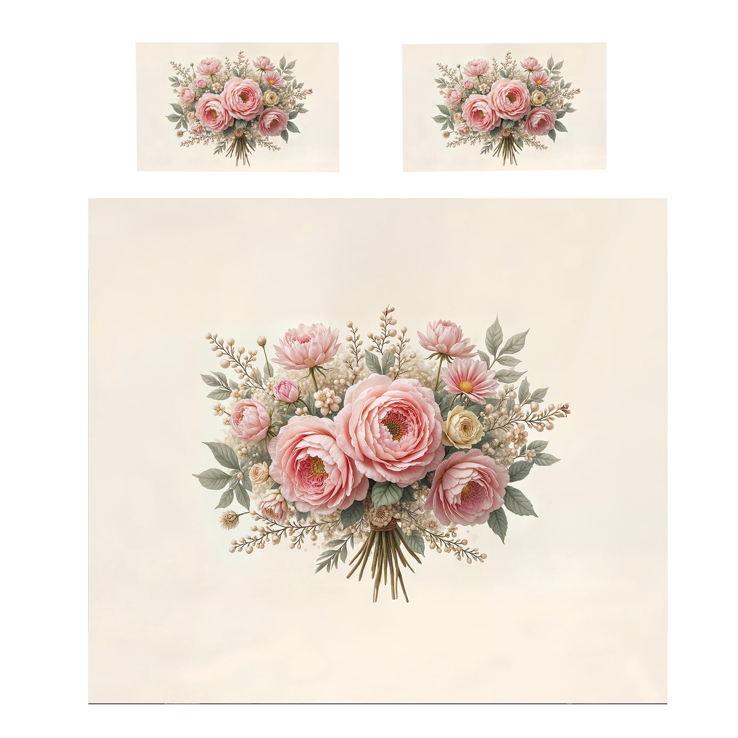 Classic Rich Cream Peony Duvet Cover Set