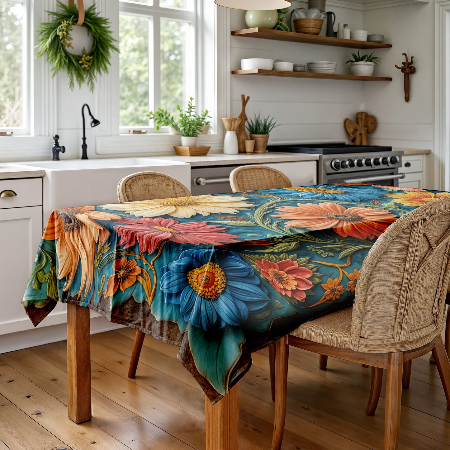 Clay Floral Heirloom Rectangle Tablecloth
