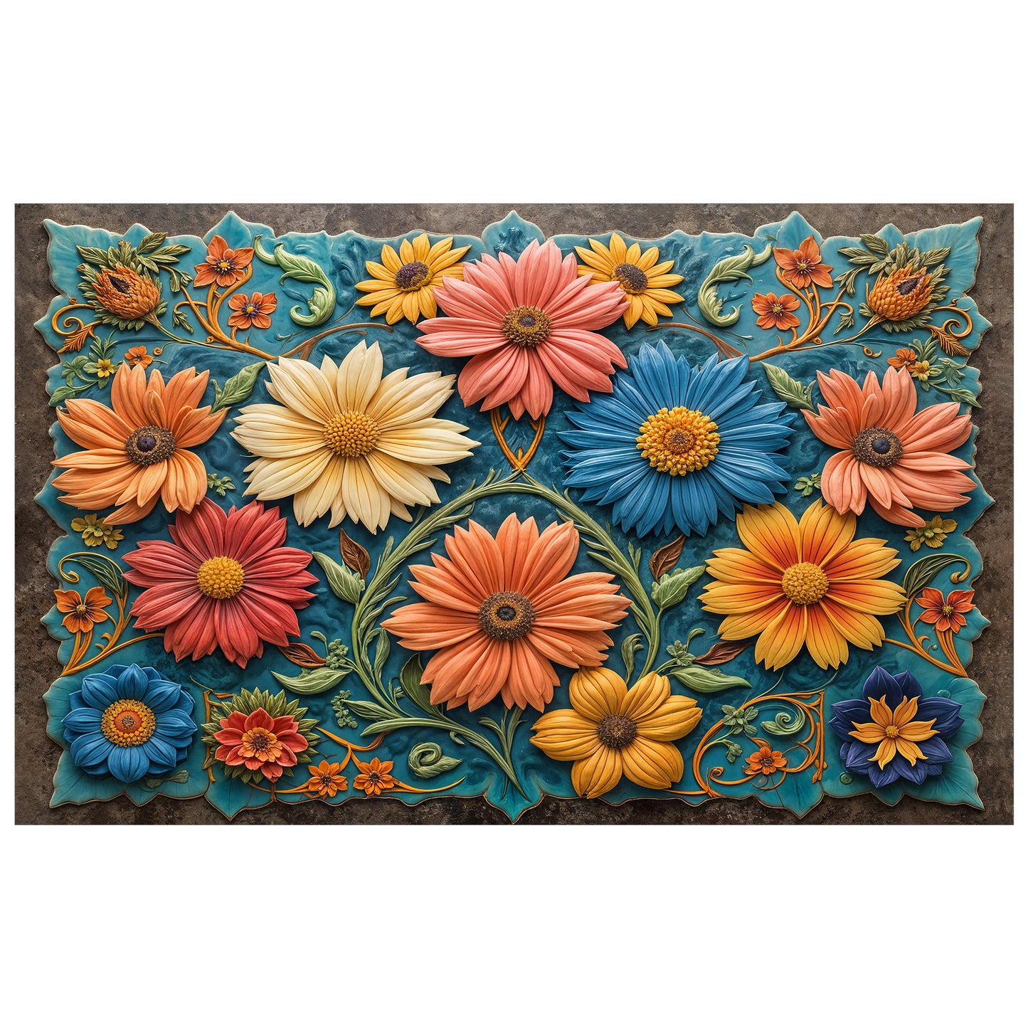 Clay Floral Heirloom Rectangle Tablecloth