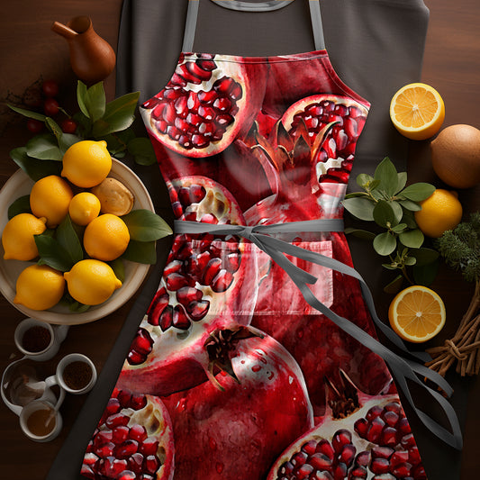 Close Up Pomegranates Medium Length Apron By Mark Van Vuuren