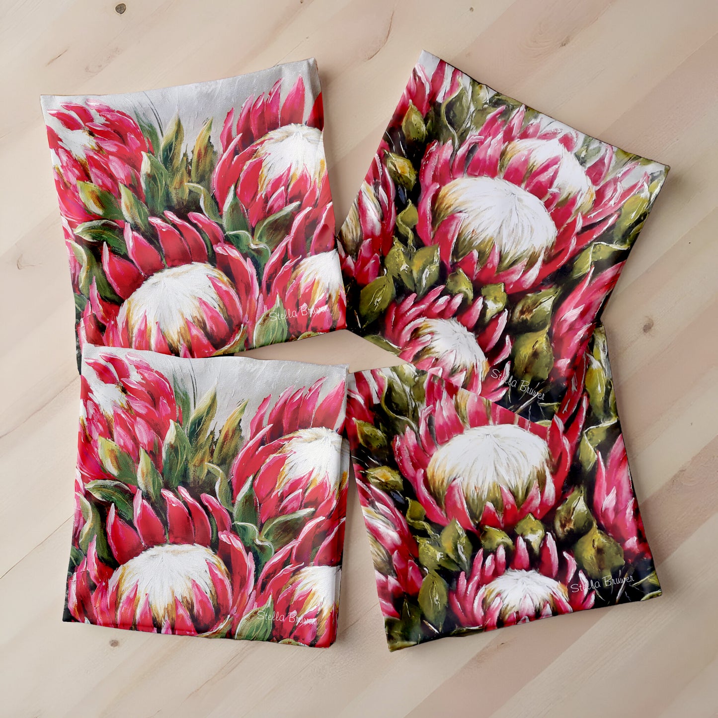 Close Up Proteas Luxury Scatter Covers By Stella Bruwer (Set of 4)