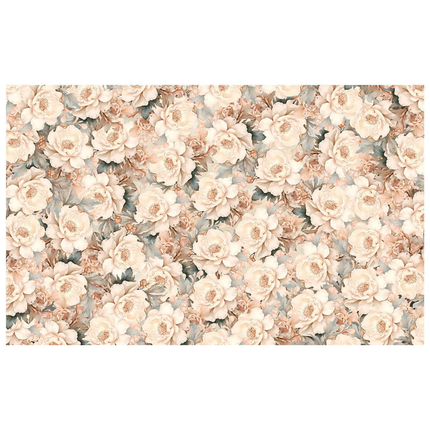 Coffee & Grey Tone Peonies Rectangle Tablecloth By Mark Van Vuuren