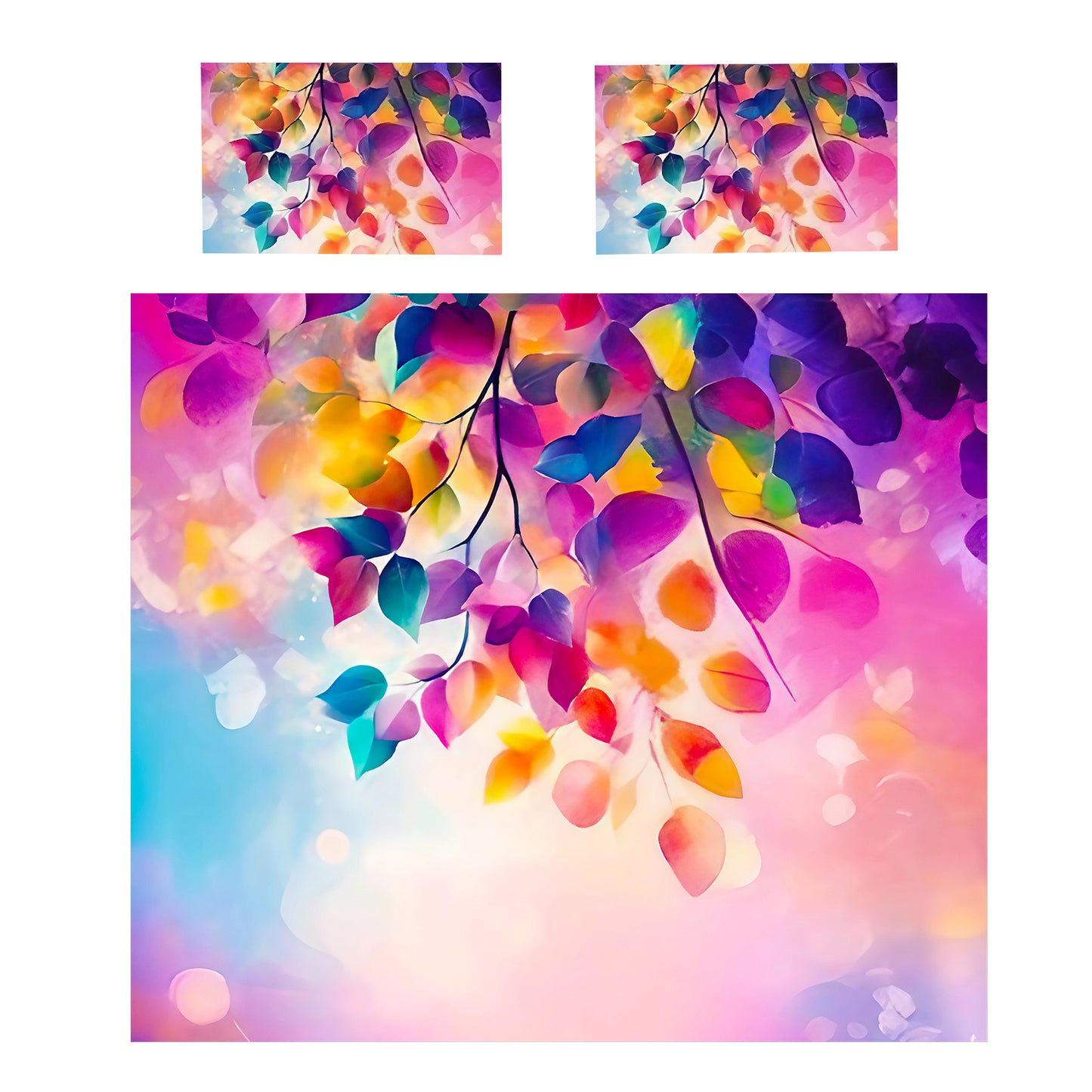 Colored Petal Symphony Duvet Cover Set