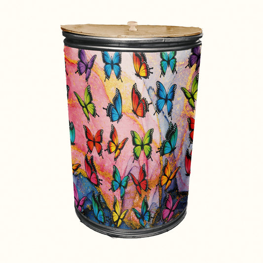 Colourful Butterflies Decoupage Drum Cover