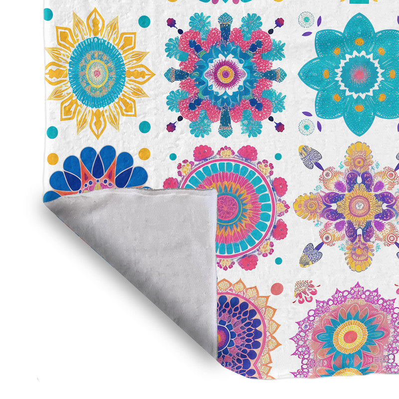 Colorful Boho Mandala Light Weight Fleece Blanket by Wikus Schalkwyk