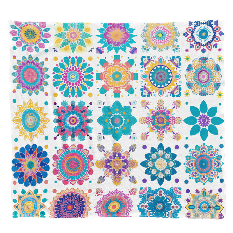 Colorful Boho Mandala Light Weight Fleece Blanket by Wikus Schalkwyk