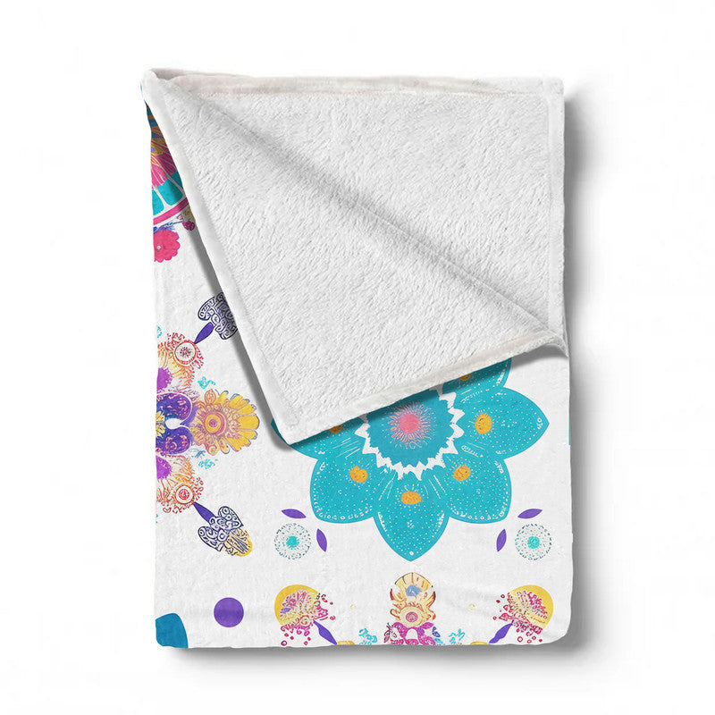 Colorful Boho Mandala Light Weight Fleece Blanket by Wikus Schalkwyk