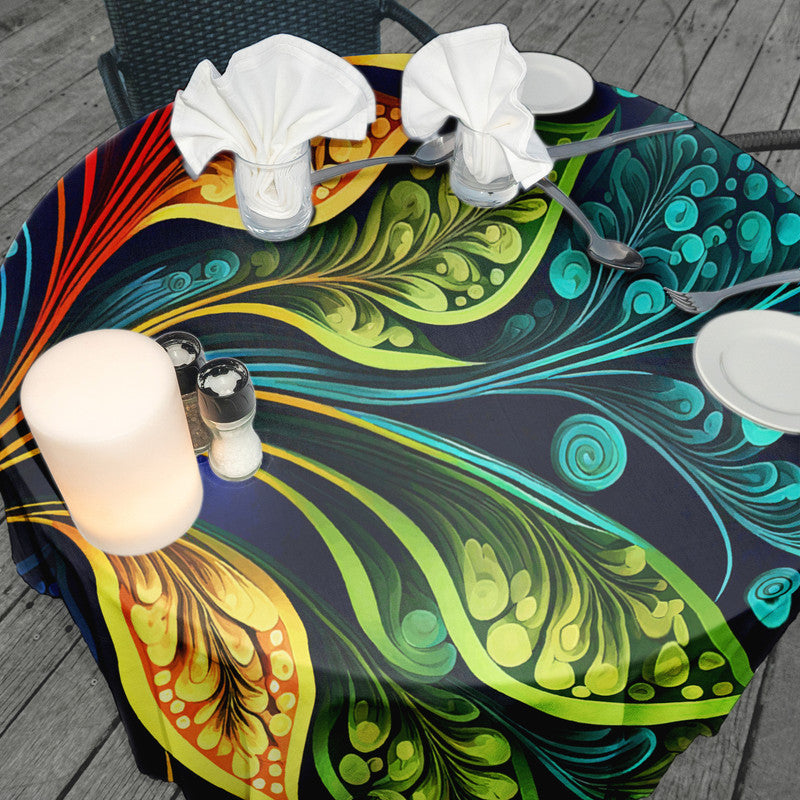 Colourful Plant Leaves Round Tablecloth