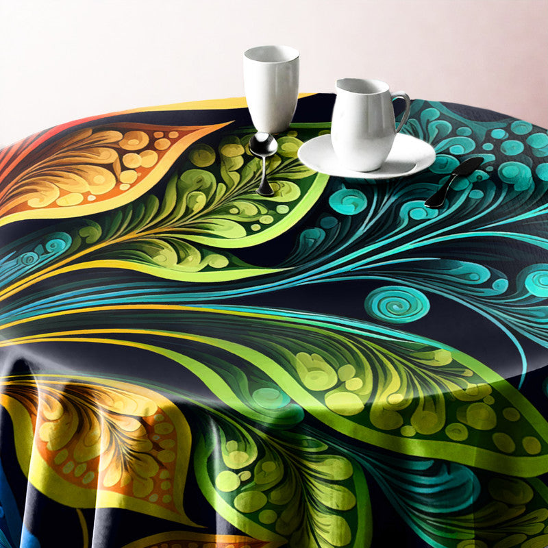 Colourful Plant Leaves Round Tablecloth