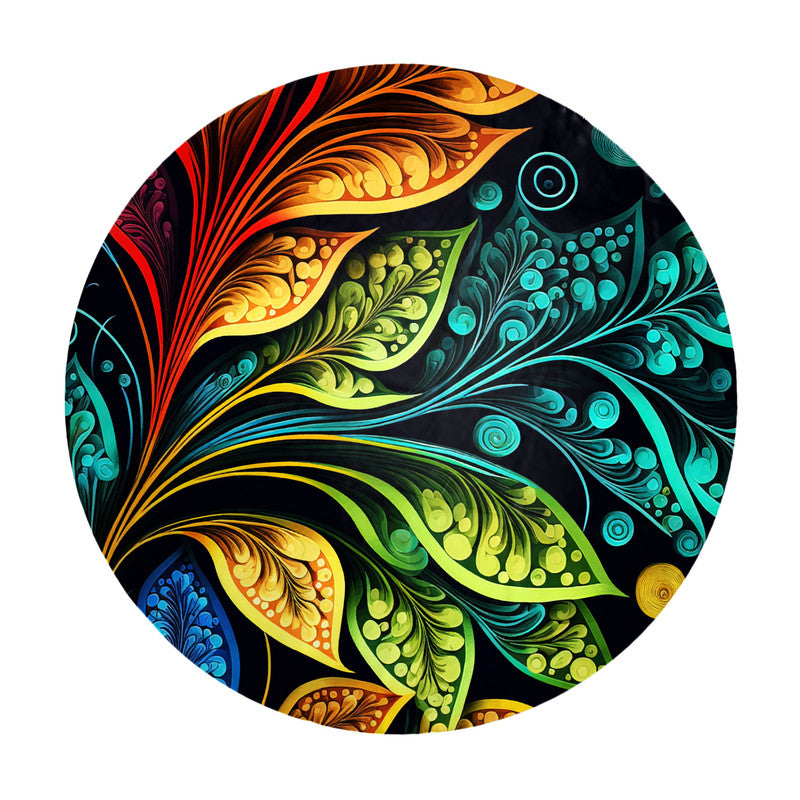 Colourful Plant Leaves Round Tablecloth