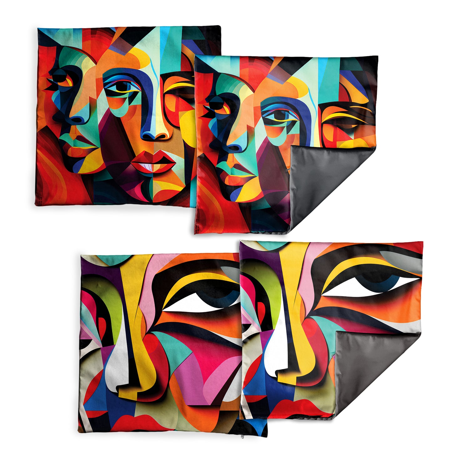 Colourful Face Portrait Luxury Scatter Covers (Set of 4)