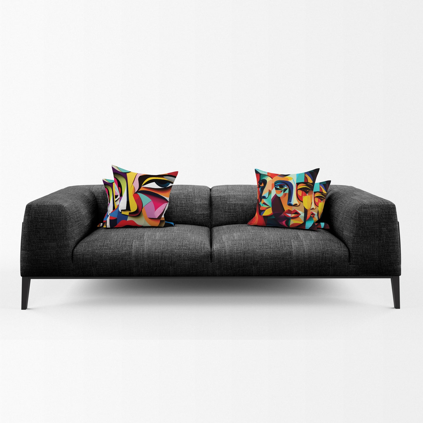 Colourful Face Portrait Luxury Scatter Covers (Set of 4)