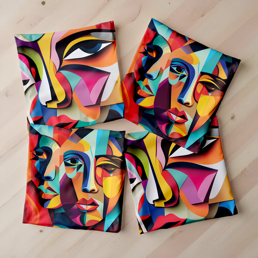Colourful Face Portrait Luxury Scatter Covers (Set of 4)