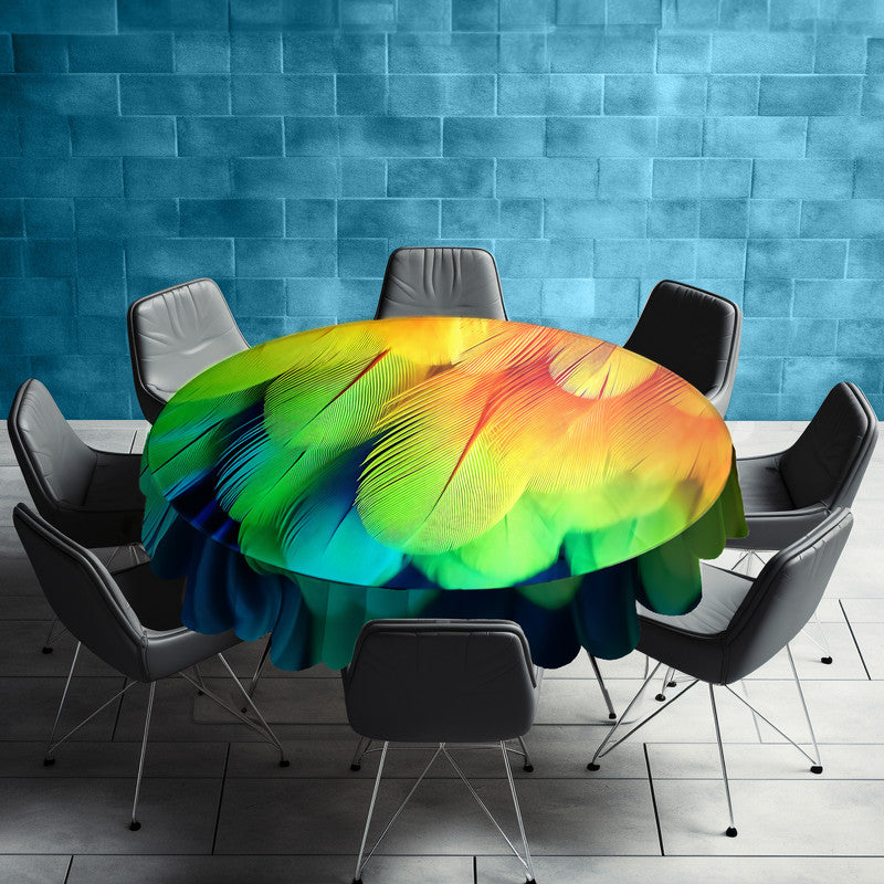 Colour Fluffy Feathers Round Tablecloth