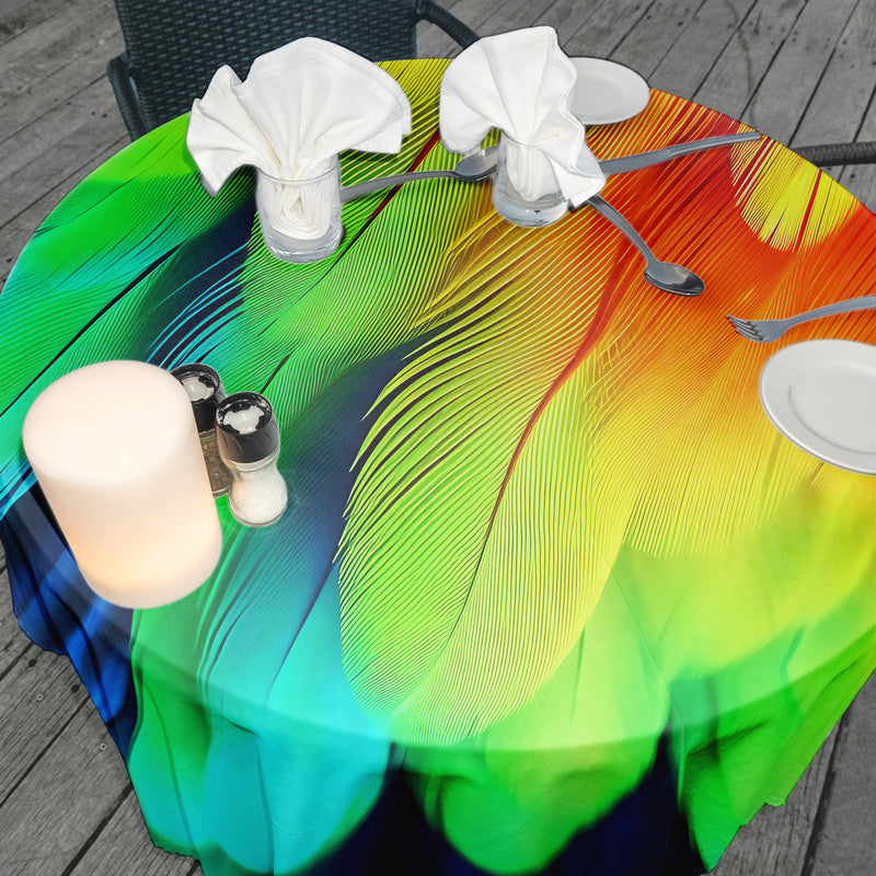 Colour Fluffy Feathers Round Tablecloth