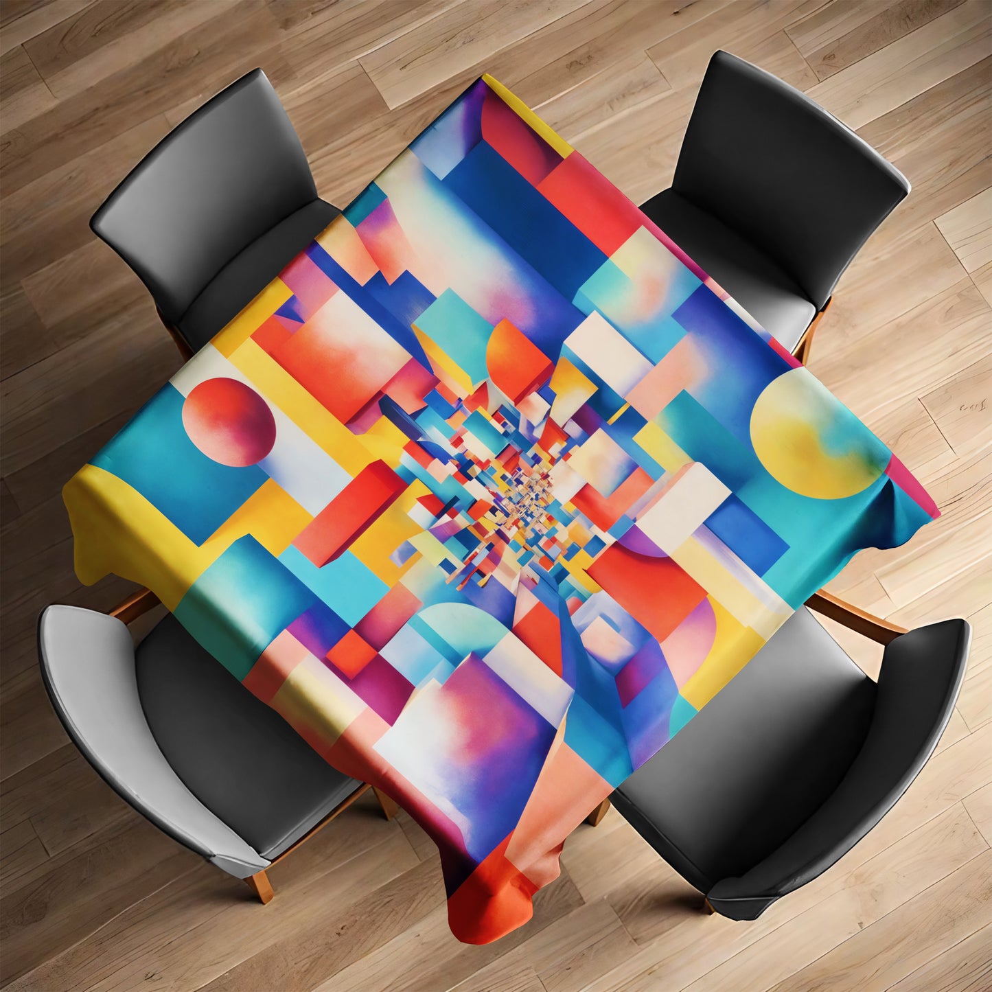 Coloured Geometry Square Tablecloth