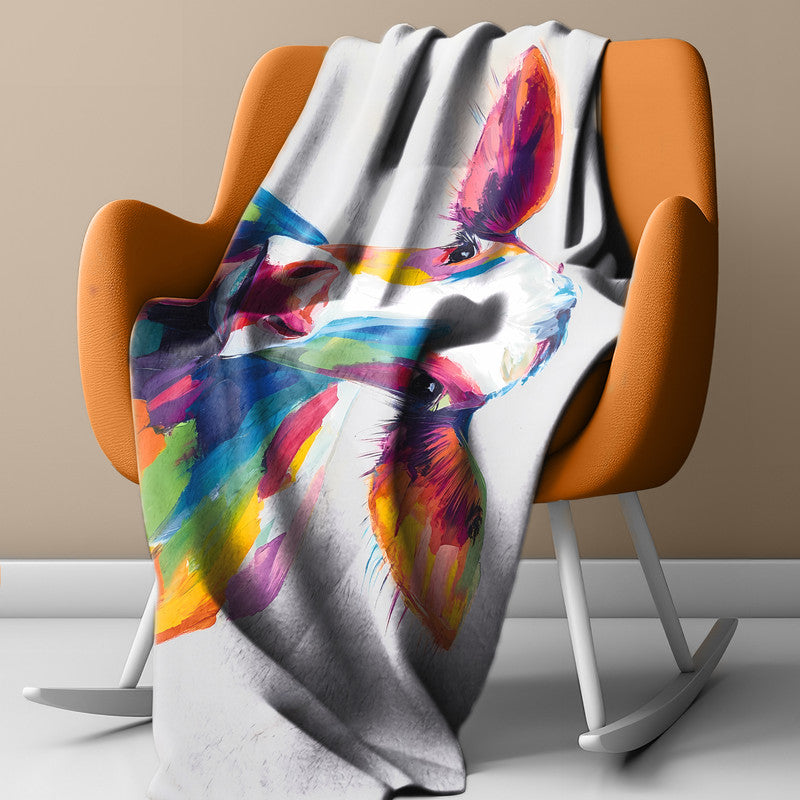 Colourful Cow Light Weight Fleece Blanket by Wikus Schalkwyk
