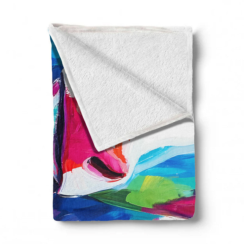 Colourful Cow Light Weight Fleece Blanket by Wikus Schalkwyk