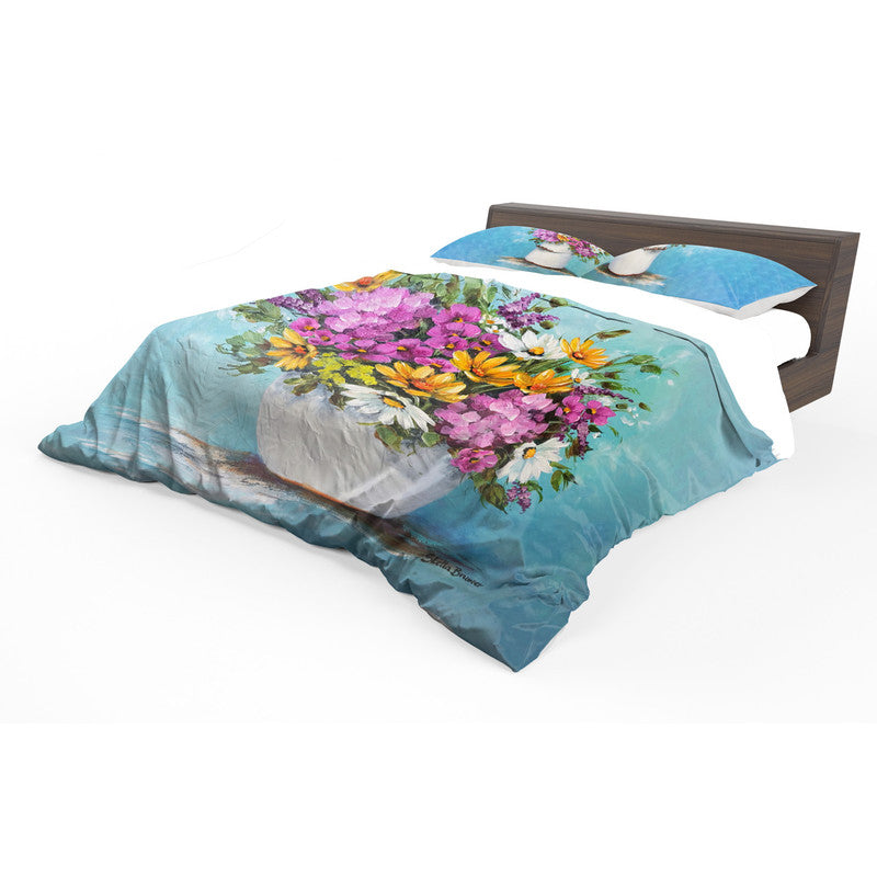 Colourful Flowers in White Vase Duvet Cover Set by Stella Bruwer