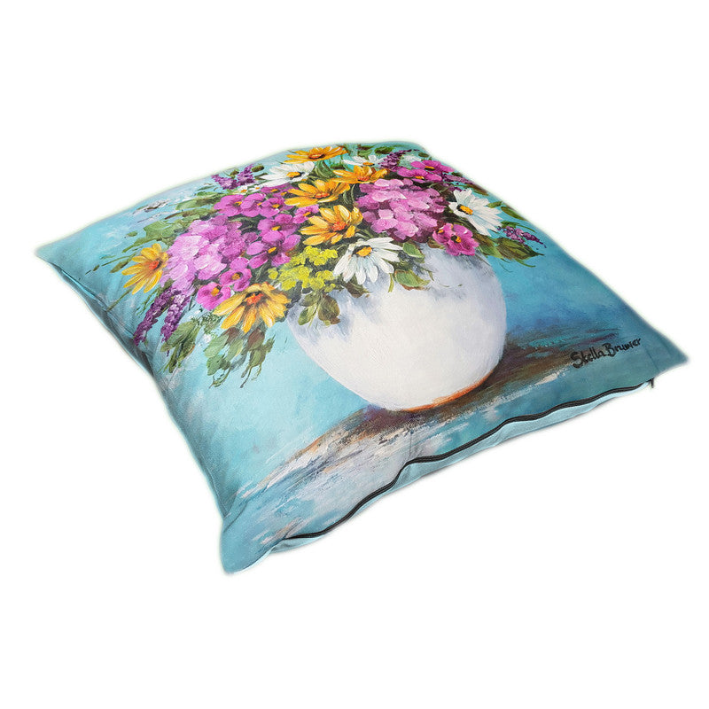 Colourful Flowers in White Vase Luxury Scatter by Stella Bruwer