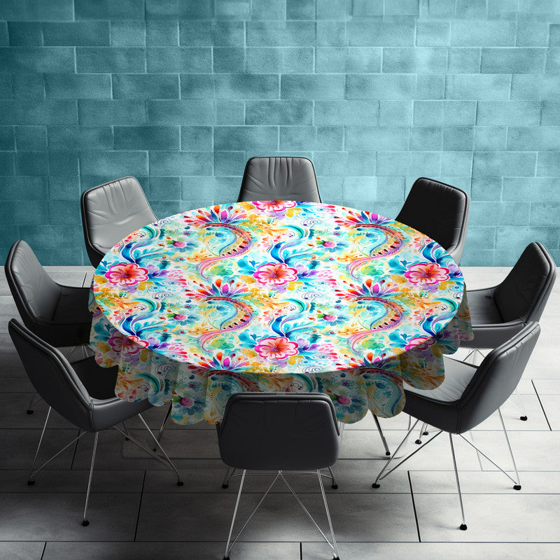 Colourful Swirls Round Tablecloth